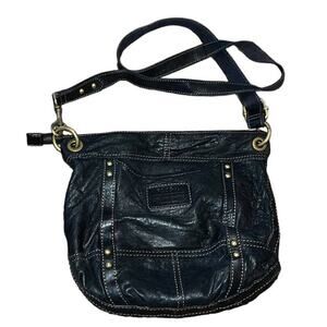 Vintage Fossil Black Crossbody with Gold Accents